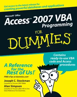 Access 2007 VBA Programming For Dummies, Alan Simpson