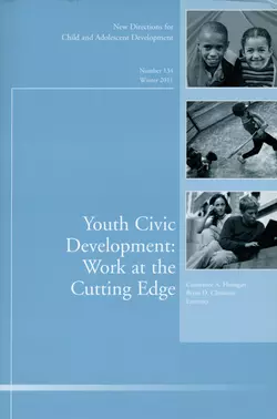 Youth Civic Development: Work at the Cutting Edge. New Directions for Child and Adolescent Development, Number 134, Flanagan Constance