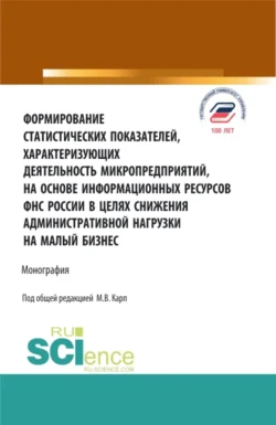 Формирование статистических показателей  характеризующих деятельность микропредприятий  на основе информационных ресурсов ФНС России в целях снижения административной нагрузки на малый бизнес. (Аспирантура  Бакалавриат  Магистратура  Специалитет). Монография. Екатерина Долгих и Татьяна Першина