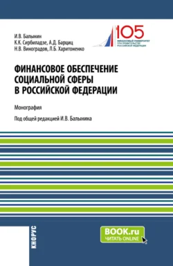 Финансовое обеспечение социальной сферы в Российской Федерации. (Аспирантура  Бакалавриат  Магистратура). Монография. Игорь Балынин и Алиас Барциц